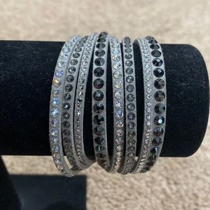 Light gray Swarovski crystal wrap bracelet